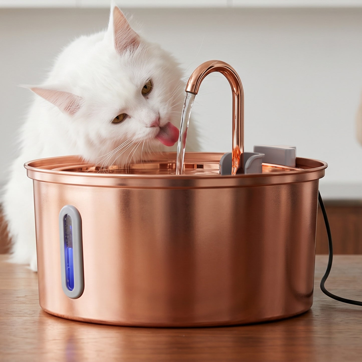 FWMB Copper Surface Cat Water Fountain - 108oz/3.2L Stainless Steel Cat Fountain for Drinking - Large Capacity Cat Water Fountain - Cat Feeding & Watering Supplies