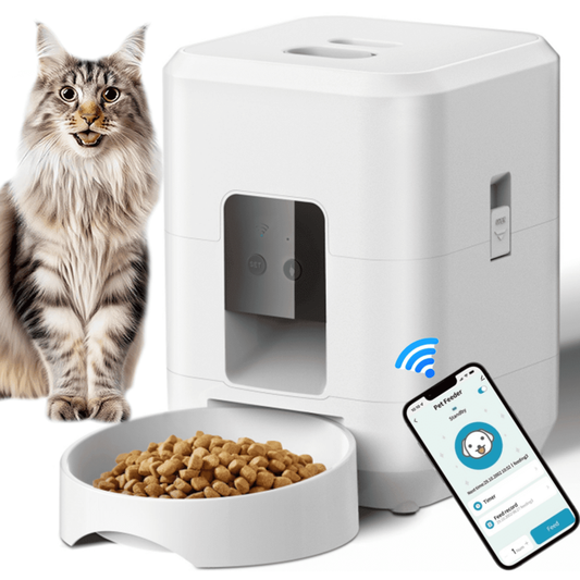 Automatic Pet Feeder, 2L WiFi Cat Feeder, Schedule Feeding Pet Food Dispenser for Cats with Bowl, Up to 10 Meals per Day