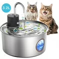 FWMB Cat Water Fountain Stainless Steel, 108oz/3.2L Wireless Pet Fountain, Battery Operated Cat Fountain, Automatic Water Dispenser for Cats and Dogs