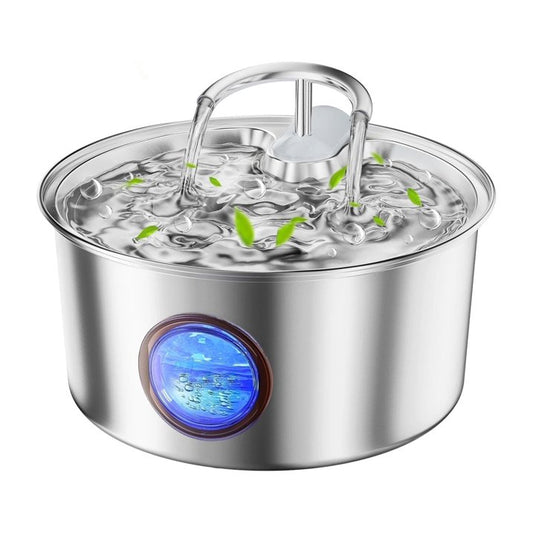 FWMB Cat Water Fountain, 108oz/3.2L Stainless Steel Cat Fountain, Pet Water Dispenser with Dual Faucet Design