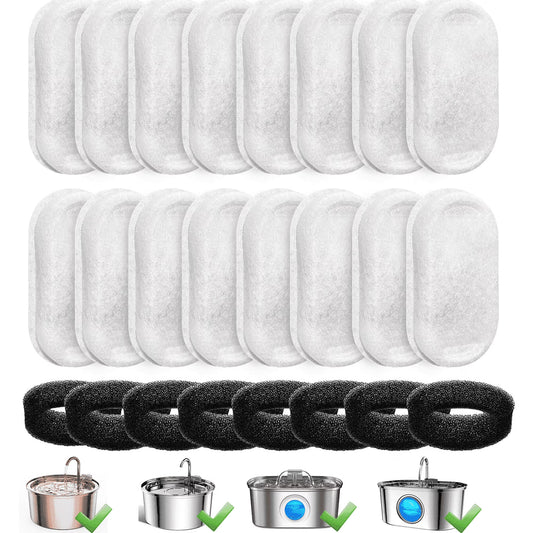 24pcs Cat Water Fountain Filters, Replacement, Coconut Shell Activated Carbon Rapid Filtration