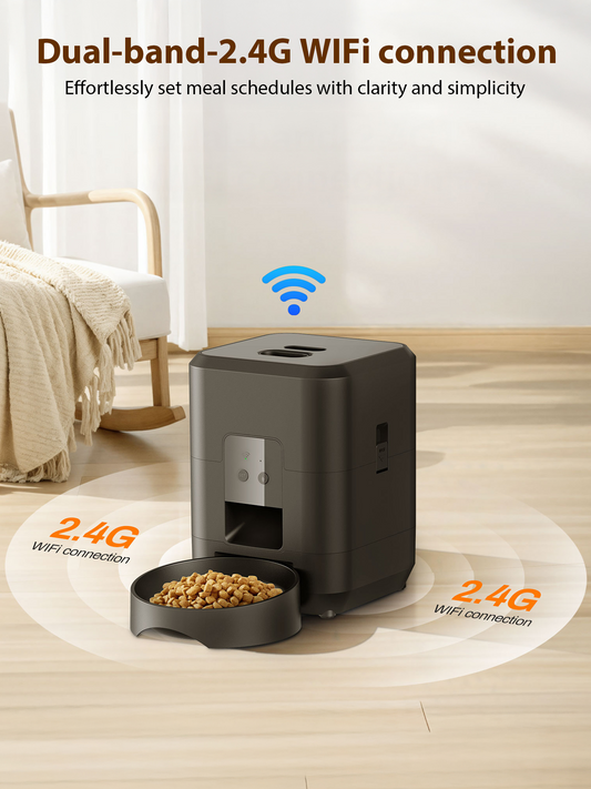 Automatic Pet Feeder, 2L WiFi Cat Feeder, Schedule Feeding Pet Food Dispenser for Cats with Bowl, Up to 10 Meals per Day