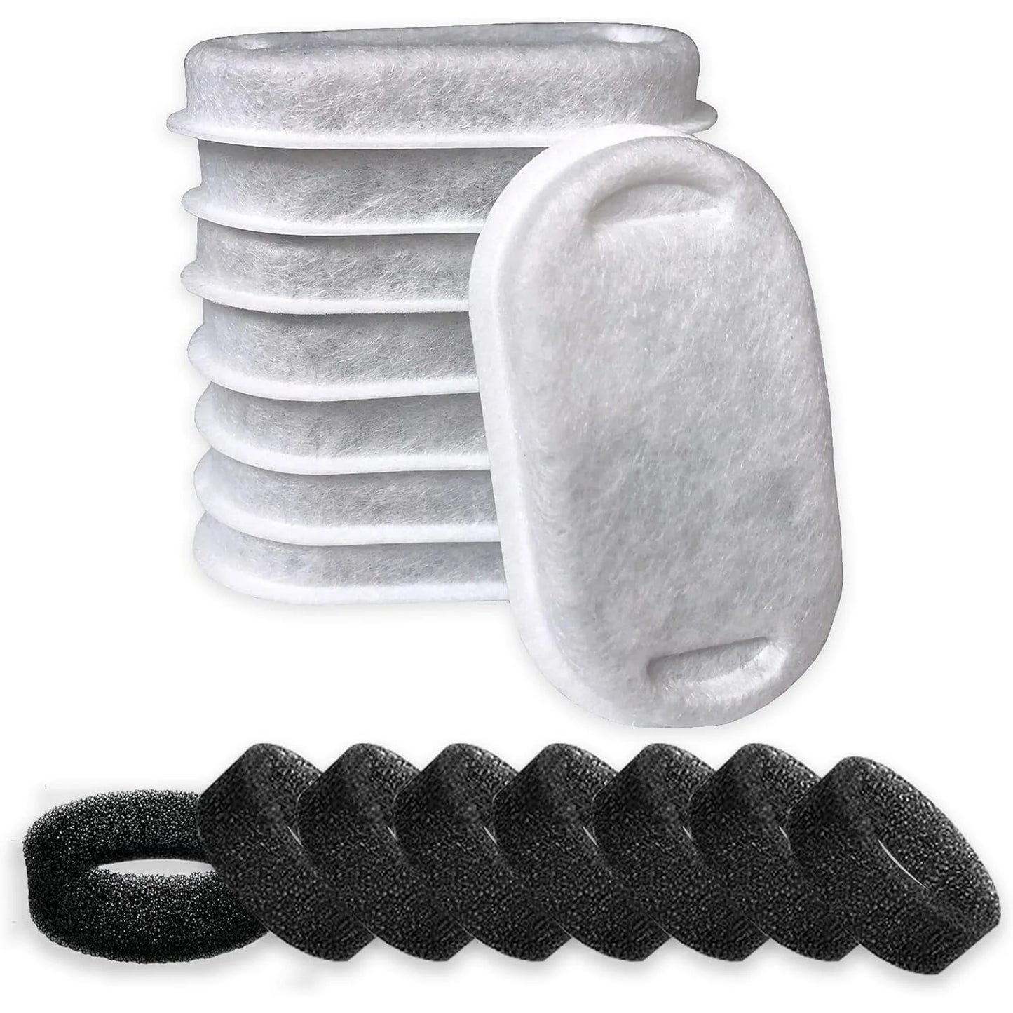 16Pcs Cat Water Fountain Filter, Pet Fountain Filters Replacement, Sponge and Carbon Filters Compatible With FWMB 3.2L/108oz Cat Water Fountain Premium Stainless Steel