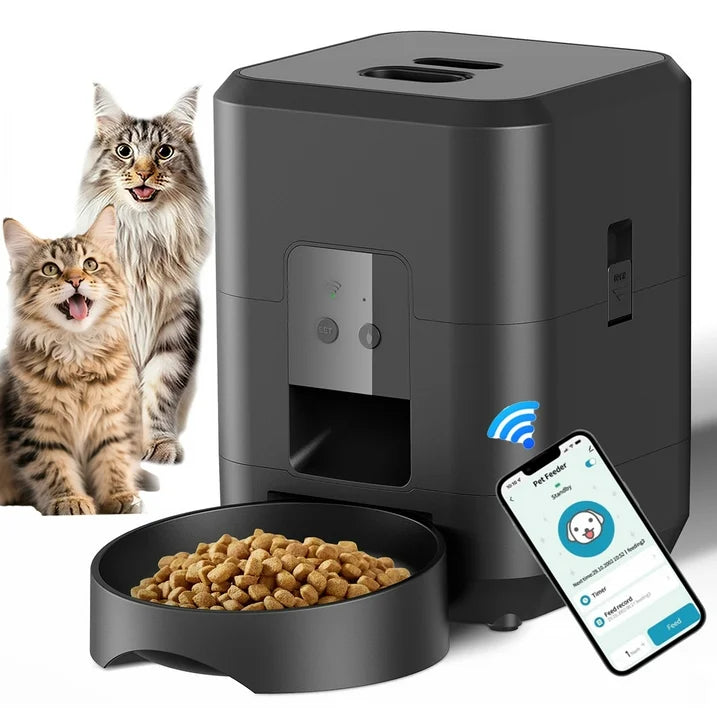 Automatic Pet Feeder, 2L WiFi Cat Feeder, Schedule Feeding Pet Food Dispenser for Cats with Bowl, Up to 10 Meals per Day