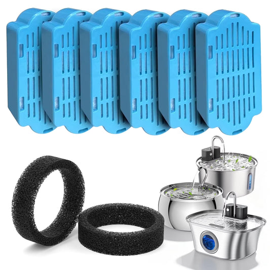FURCLAN Replacement Filters for Cat Water Fountain Wireless 6-Pack, Multi-Layer Pet Water Dispenser Filter for 3.2L and 4.0L Wireless Models