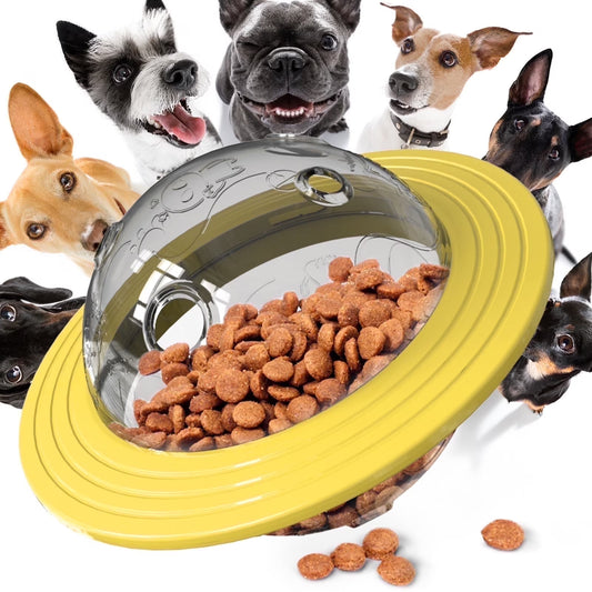 FWMB Interactive Dog Toys, Portable Indestructible Feeder & Toy for Smart Dogs, UFO-Shaped Kibble Treat Dispenser Puzzle for Pet Enrichment and Mental Stimulation
