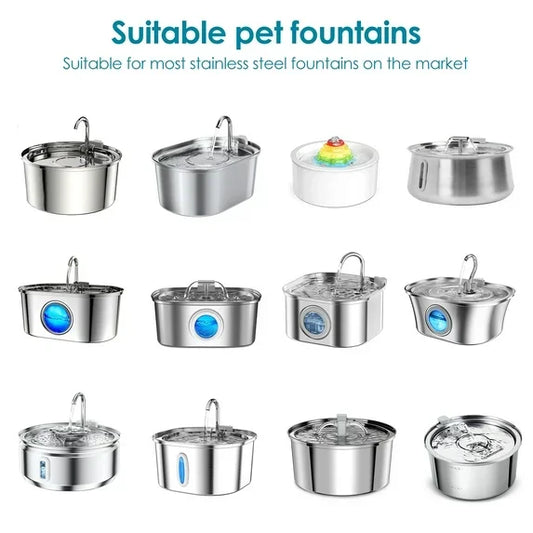 24-Pack Cat Water Fountain Replacement Filters - Compatible with FWMB 3.2L/108oz Automatic Stainless Steel Pet Fountain, Premium Coconut Shell Activated Carbon 3-Layer Rapid Filtration