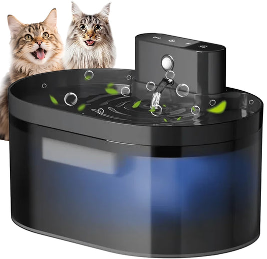 Wireless Cat Water Fountain Cat Water Fountain Battery Operated, 74oz/2.2L Automatic Pat Water Dispenser，Rechargeable Drinking Fountain for Cats Indoor with Motion Sensor, Black