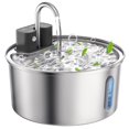 FWMB Wireless Cat Water Fountain - 108oz/3.2L Automatic Cat Water Fountain Cordless, Stainless Steel Battery Operated Pet Water Fountain Rechargeable Water Dispenser for Cats, Dogs, Multiple Pets