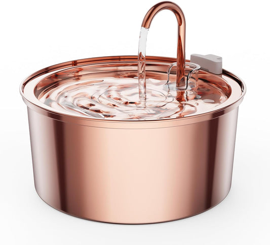 FWMB Cat Water Fountain Stainless Steel - 108oz/3.2L Cat Fountain for Drinking- Large Capacity Pet Water Fountain - Cat Feeding & Watering Supplies - Copper Surface